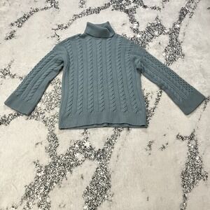 Naadam Cashmere Blend Cable Knit Turtleneck Sweater Womens L Cozy Chunky